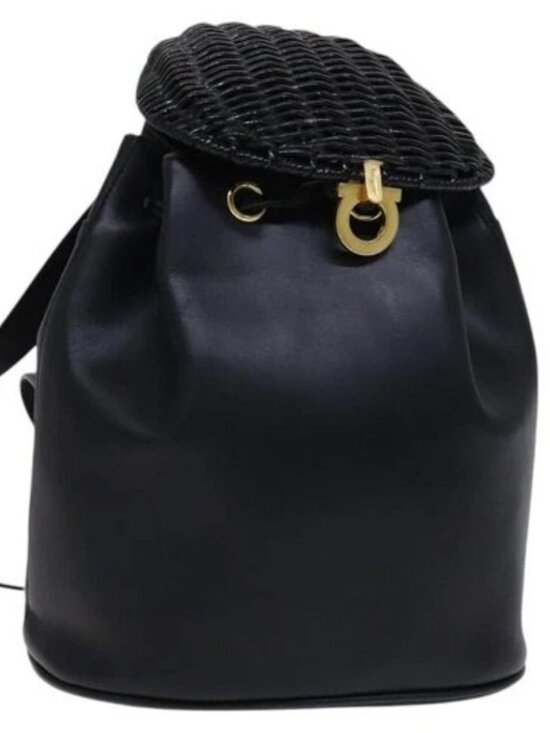 Salvatore Ferragamo Backpack Leather Black Gold main image 9